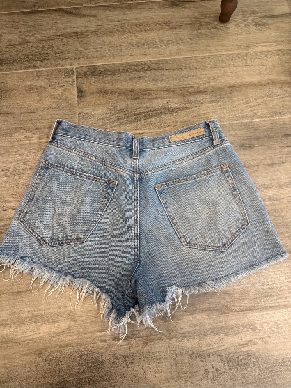 Cello Light Blue Frayed Hem Denim Shorts
